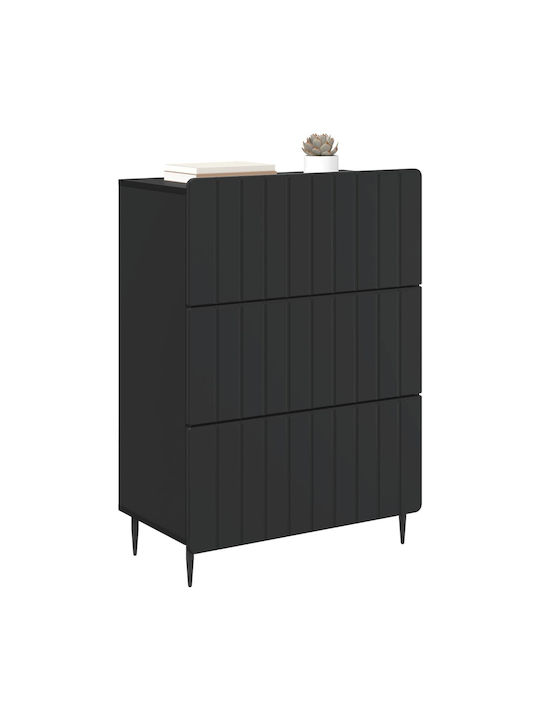 Wooden Sideboard with Drawers Black 66x34.5x92cm