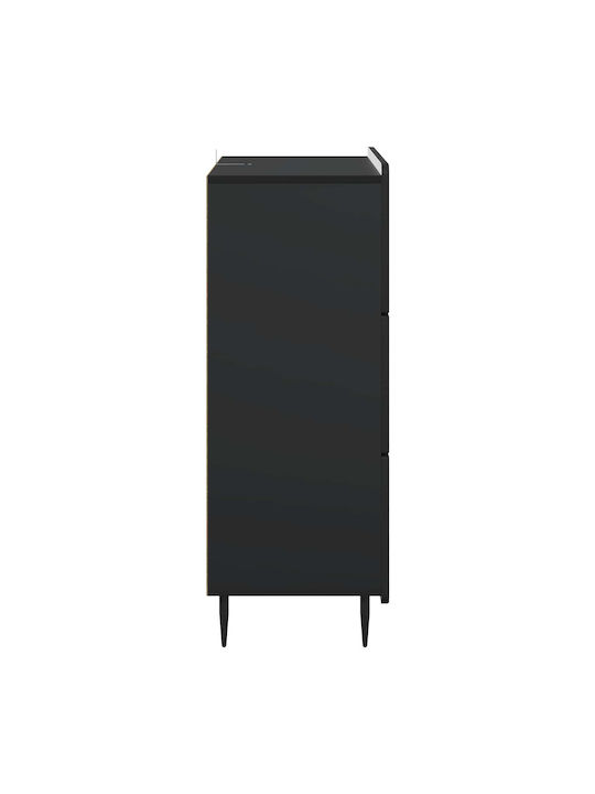 Wooden Sideboard with Drawers Black 66x34.5x92cm