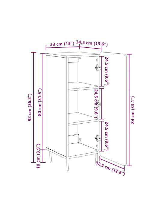 Sideboard from Wood & Metal Concrete Gray 34.5x33x92cm