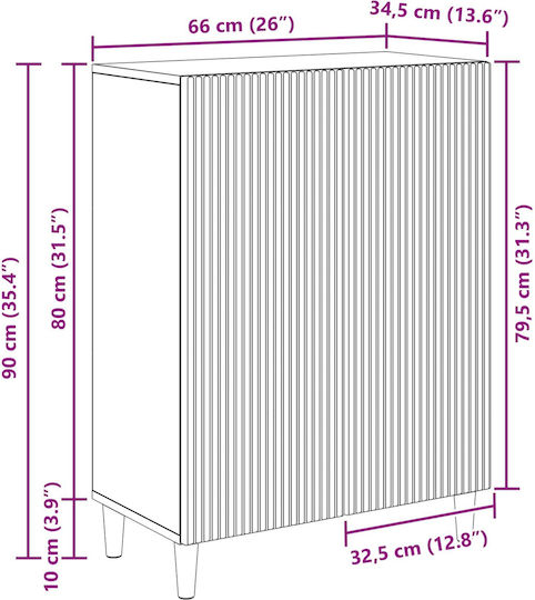 Bufet Din Lemn Gri Beton 66x34.5x90cm