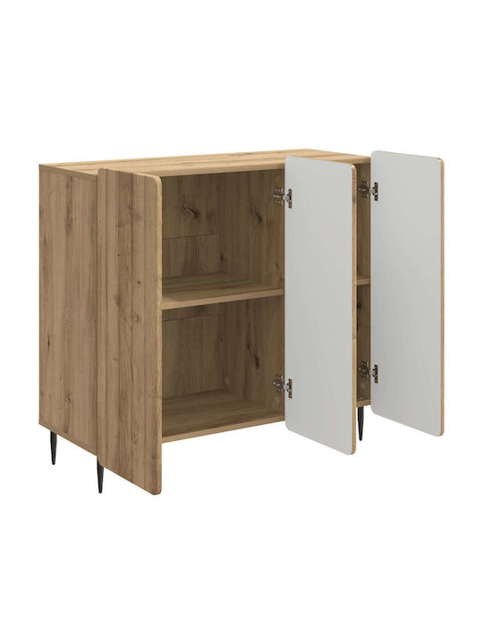 vidaXL Sideboard aus Holz & Metall Eiche 89x34.5x82cm