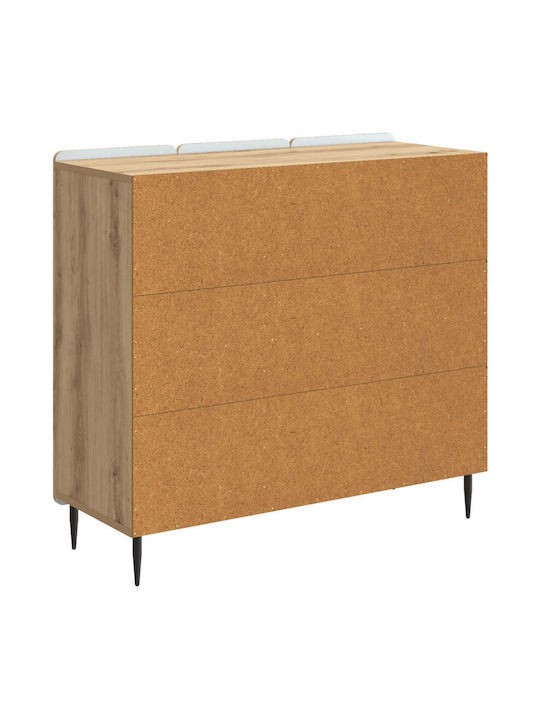 vidaXL Sideboard aus Holz & Metall Eiche 89x34.5x82cm