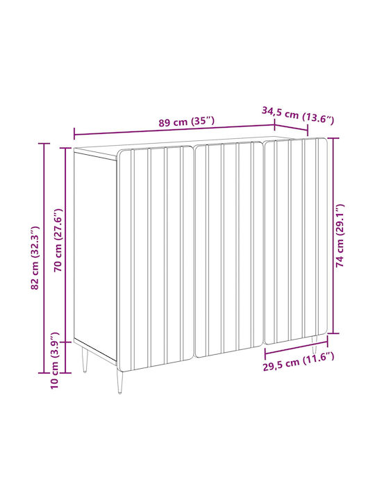 vidaXL Sideboard aus Holz & Metall Eiche 89x34.5x82cm