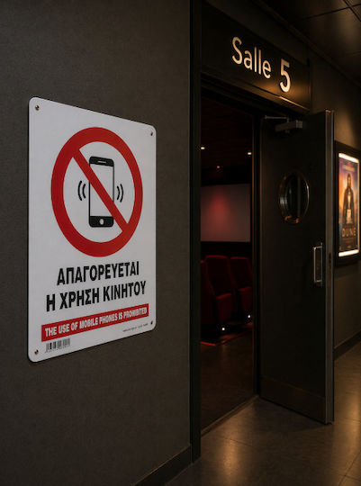 Απαγορευεται Η Χρηση Κινητου Use Mobile Phones Is Prohibited Αυτοκολλητο Pvc 14χ19,5 Ινfosign 17009