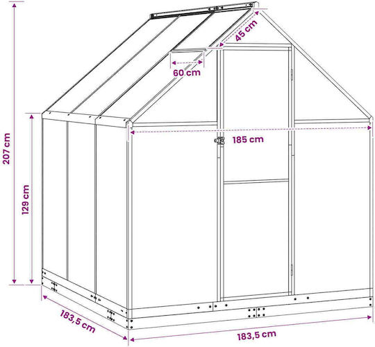 Greenhouse Garden Door Anthracite 183.5 x 183.5 x 207 cm 3433041 Anthracite