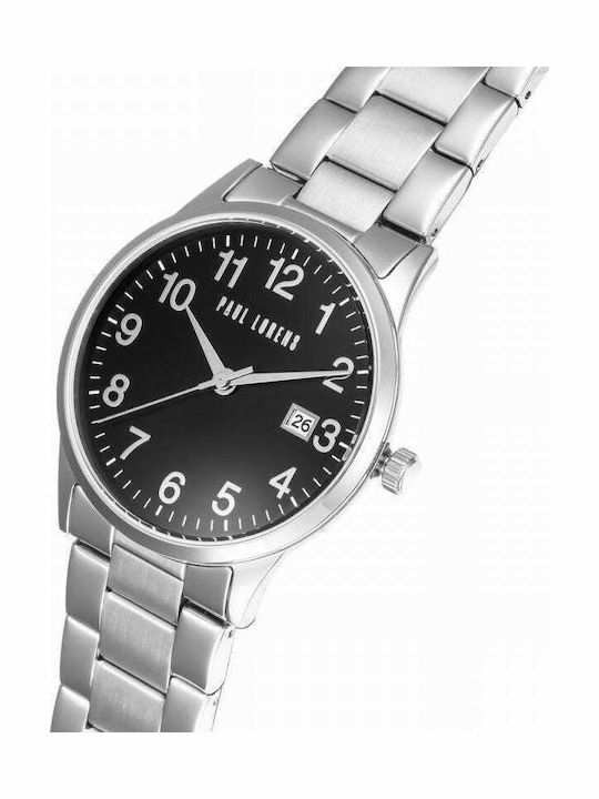 Paul Lorens Womens Battery Watch With Black Metal Bracelet