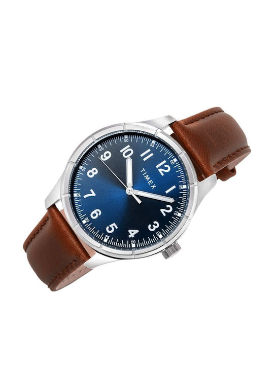 Timex Street Ανδρικό Ρολόι 42mm Μπαταρίας με Μπλε Μεταλλικό Μπρασελέ