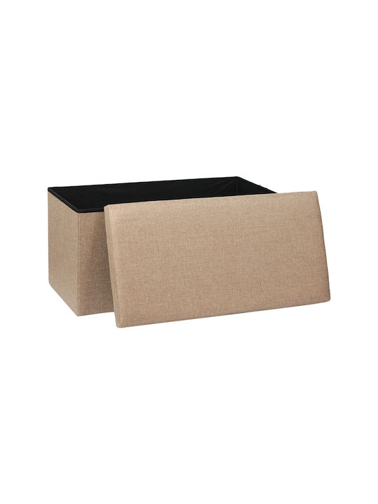 Living Room Stool with Storage Space Upholstered with Fabric Greatness Beige-Brown 76x38x38cm