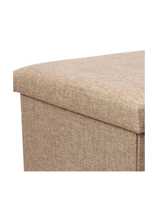 Living Room Stool with Storage Space Upholstered with Fabric Greatness Beige-Brown 76x38x38cm