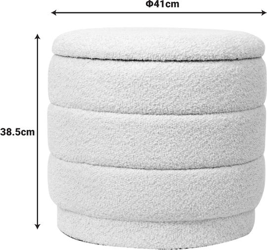 Taburet de Cameră de Zi cu Spațiu de Depozitare Îmbrăcat în Țesătură Bettia Bouclé Mentă 41x41x38.5cm