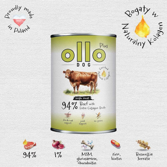 Ollo Hrana Umedă Pentru Câini Conservă Cu Carne De Vită 400gr