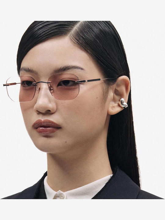 Projekt Produkt Unisex Sunglasses with Pink Metallic Frame and Pink Lens 476434