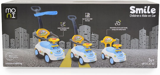 Cangaroo Smile Car Ride On with Parental Handle for 12+ Months with Sounds Blue