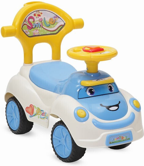 Cangaroo Smile Car Ride On with Parental Handle for 12+ Months with Sounds Blue