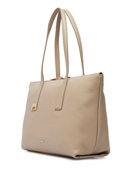Leather Women's Tote Handbag Beige