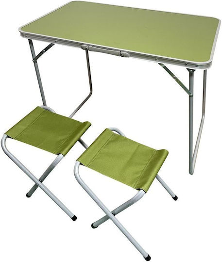 Enero Steel Camping Table Set Foldable in Case 80x60x70cm Green