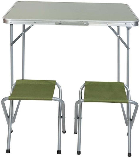 Enero Steel Camping Table Set Foldable in Case 80x60x70cm Green