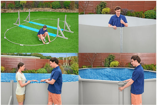 Bestway Hydrium Овален Басейн PVC 19.929л с Метална Рамка 610x360x120см Бял