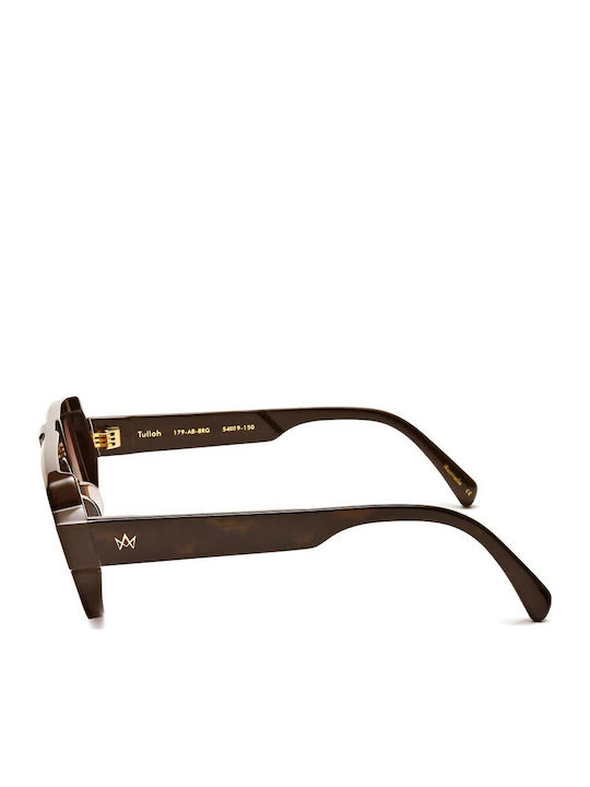 Am Eyewear Unisex Sunglasses With Brown Tartaruga Horn-Rimmed Frame And Gradient Lens 501789
