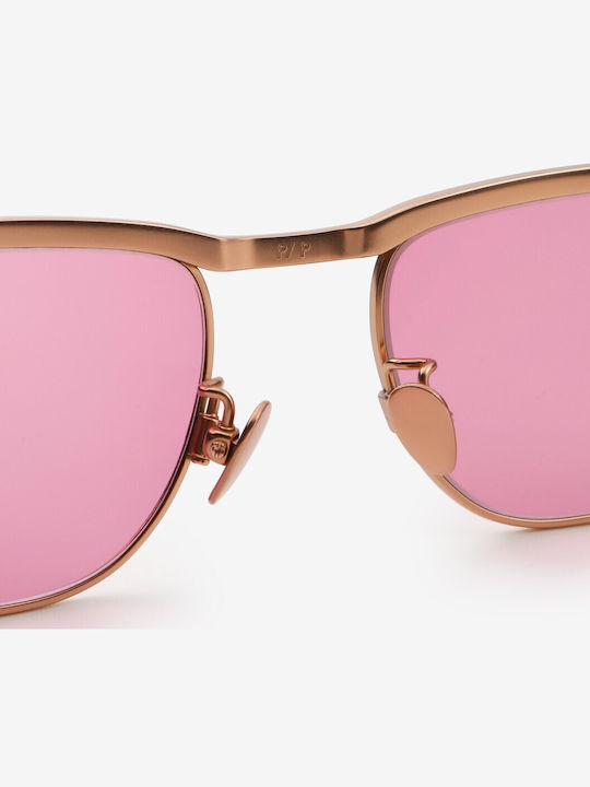 Projekt Produkt Unisex Sunglasses with Rose Gold Metallic Frame and Pink Lenses 476419