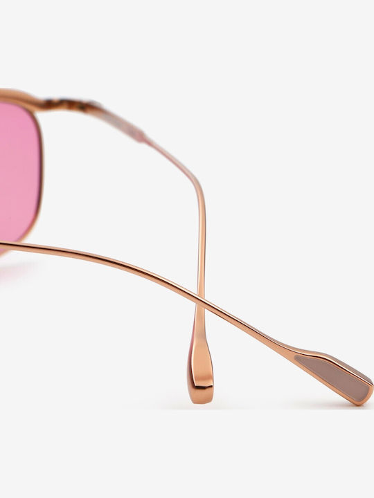 Projekt Produkt Unisex Sunglasses with Rose Gold Metallic Frame and Pink Lenses 476419
