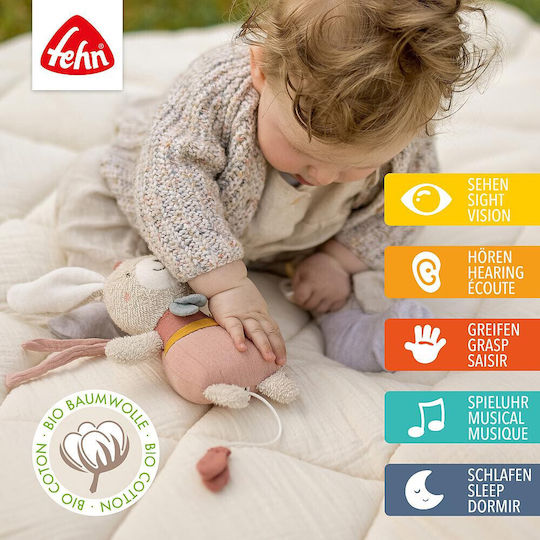 Fehn Mini Music Box Rabbit Fehnnatur Plush Toy & Sleep Aid Organic Cotton Soothing Melody "mozart's Lullaby" Baby Toy On--go & Home Babies & Toddlers