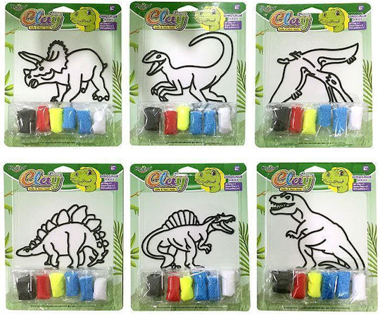 ToyMarkt Plasticine Playset for 6+ Years 6 Pieces Dinosaur Figures Various Designs 6 Colors per Package 1 Piece