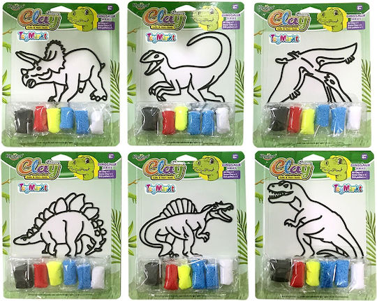 ToyMarkt Plasticine Playset for 6+ Years 6 Pieces Dinosaur Figures Various Designs 6 Colors per Package 1 Piece