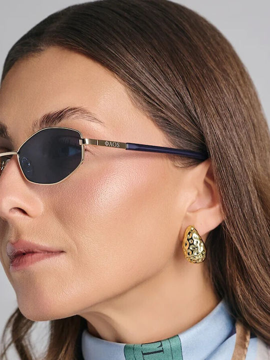 Faos Women Sunglasses With Silver Metallic Frame And Mirror Lens