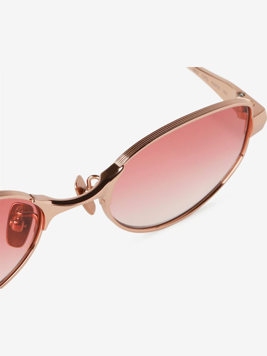 Projekt Produkt Unisex Sunglasses with Rose Gold Metallic Frame and Pink Lens 500305