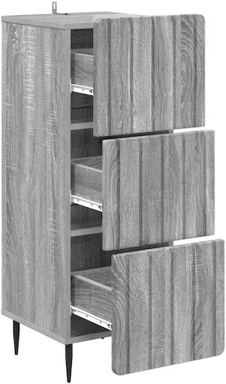 Wooden Bedroom Chest of Drawers with 3 Drawers Gray Sonoma 33x34.5x92cm