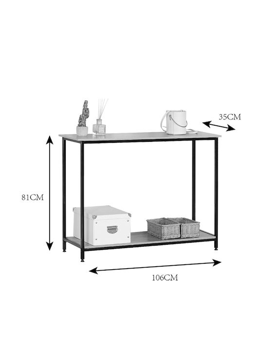 Consolă din Lemn și Metal Negru M106xL35xÎ81cm
