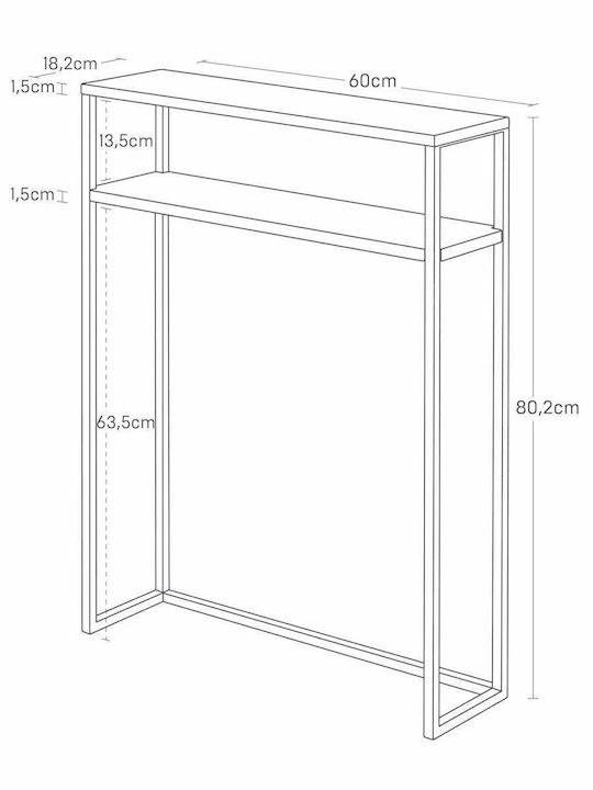 Tower Console Metal Black L60xW18.2xH80.2cm