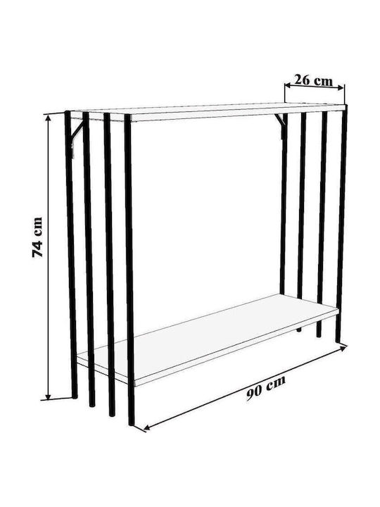 Verona Konsole Pine-black L90xB26xH74cm