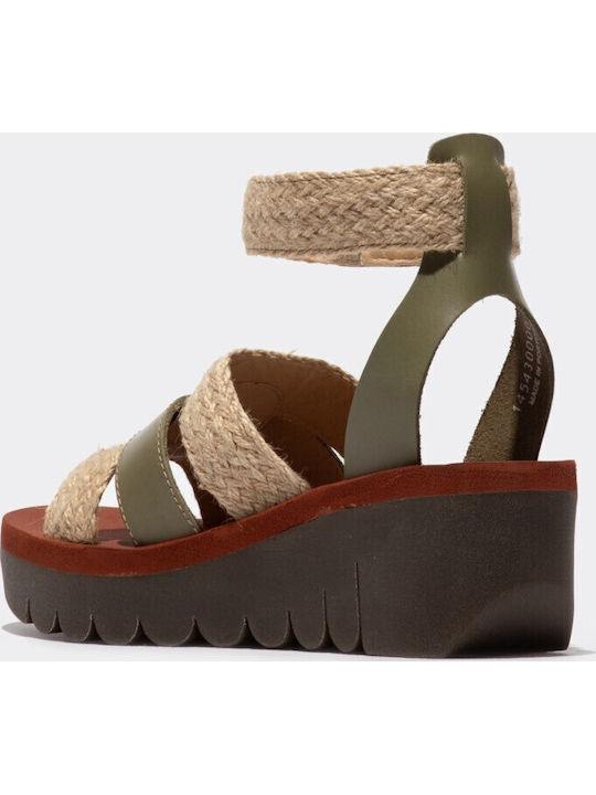 Leather Women's Anatomic Flatforms Sandals Khaki