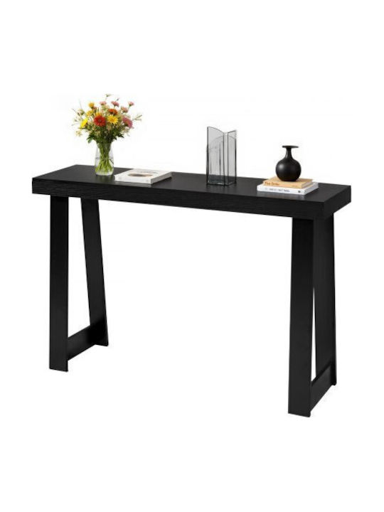 Wooden Console Table Black Velvet-Black Metal L118xW30.5xH46.5cm