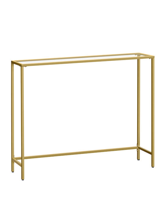 Console Table Metal with Glass Surface Gold/Transparent L100xW20xH80cm