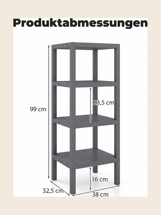 Costway Ραφιέρα Κουζίνας Πλαστική Γκρι 38x32.5x99cm