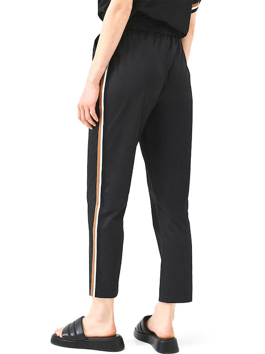 Access Women's High Rise Fabric Trousers with Rubber Band in Regular Fit Striped Black Access Women's High Rise Fabric Trousers with Rubber Band in Regular Fit Striped Black