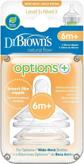 Dr. Brown's Silicone Bottle Teats Fast Flow for 6+ Months 2 Pieces