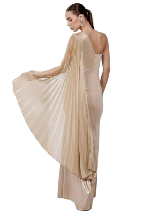 Sommer Maxi Abendkleid Drapierung mit Tränen Gold