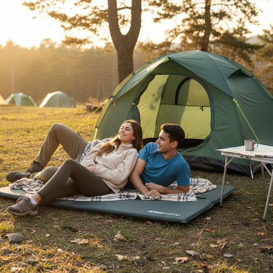Enero Αυτοφούσκωτο Διπλό Υπόστρωμα Camping 192x132cm Πάχους 3cm Πράσινο