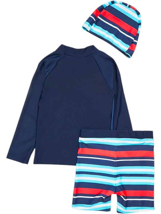 Queen Mother Stripes Shark Детски Костюм За Баня Комплект Син Stripes Shark