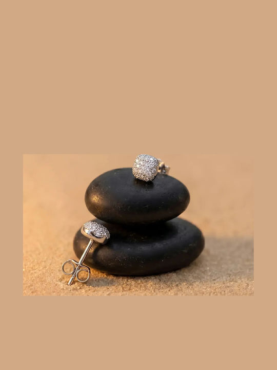Stud Earrings in 18K White Gold with Diamond