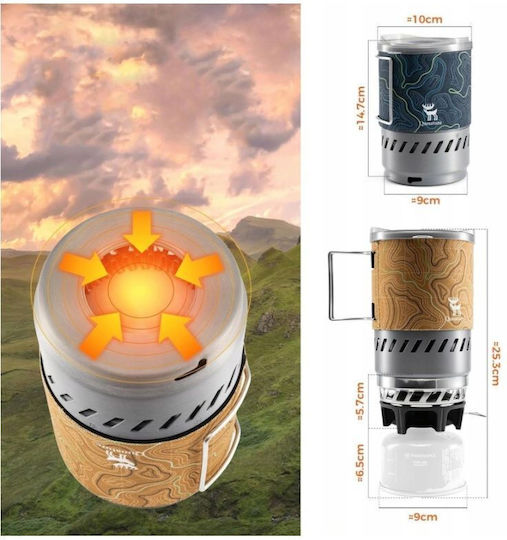 Qunature Газова Печка Черна Чаша 600ml