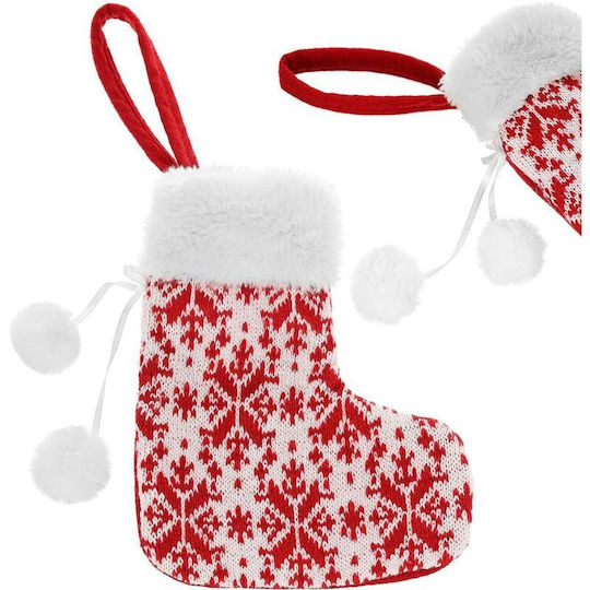 Christmas Decorative Sock Made of Polyester with Tree M19xW16cm White