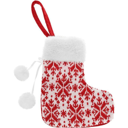 Christmas Decorative Sock Made of Polyester with Tree M19xW16cm White