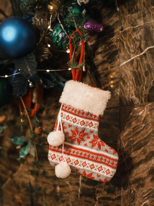 Christmas Decorative Sock Made of Polyester with Tree M19xP16cm