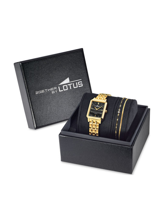 Lotus Watches Womens Battery Watch With Gold Metal Bracelet