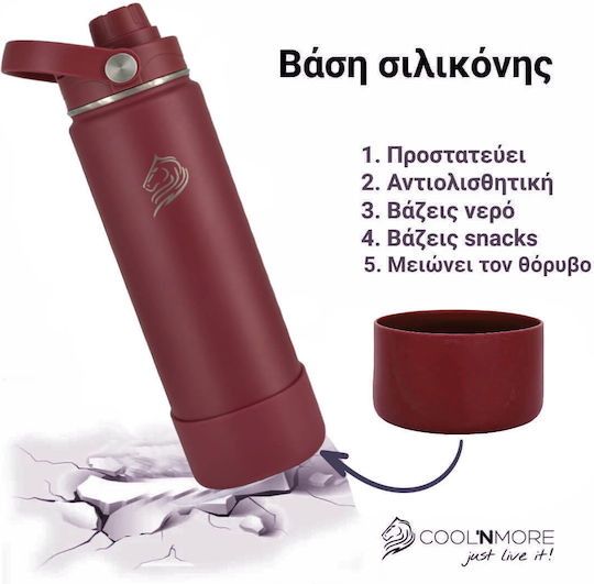 Cool'NMore Бутилка Термос Неръждаема Стомана BPA Free 500ml Неръждаема Стомана със Сламка Дръжка Примка и Мундщук